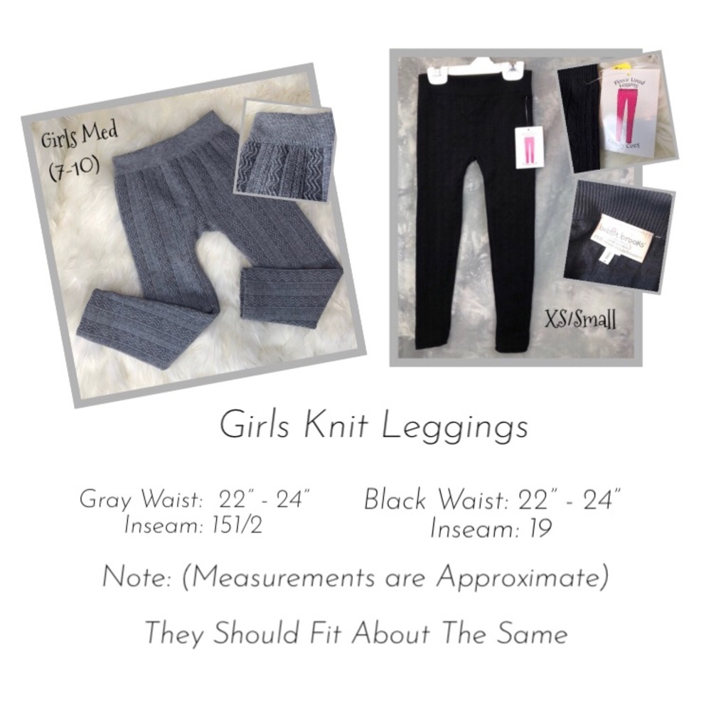 🍃 Girls Bottoms Pants (2) Pair ~ Gray Black Approx 22” to 24” W ~ Similar Fit